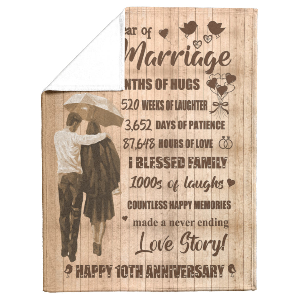 10th Wedding Anniversary Blanket