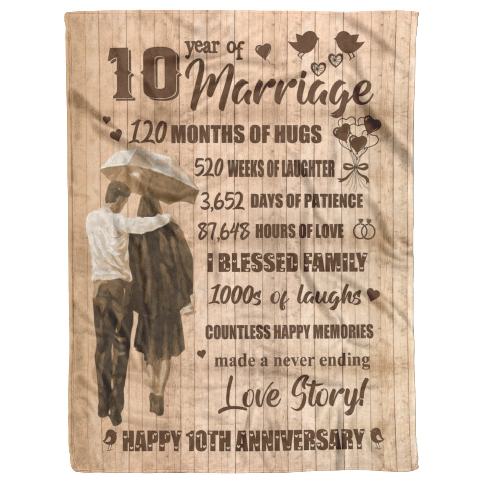 10th Wedding Anniversary Blanket