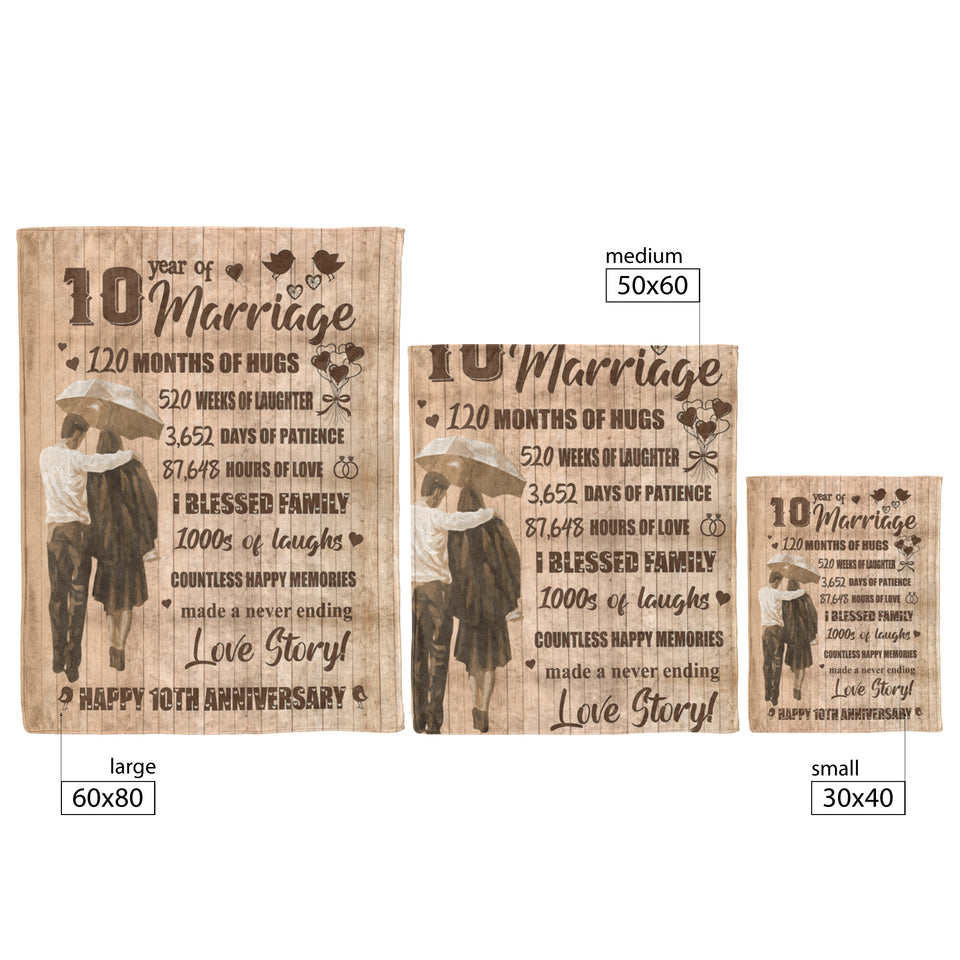 10th Wedding Anniversary Blanket