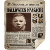 Newspaper M.ichael Myer Blanket, Horror Movie Fleece, Sherpa Blanket MSHM Premium Mink Sherpa Blanket 50x60