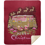 Flamingo Christmas Camper Blanket, Christmas Quilt, Fleece, Sherpa Blanket( - MSHM Premium Mink Sherpa Blanket 50x60
