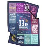 13th Birthday Decorations for Girls Gifts for 13 Year Old Girls Blanket