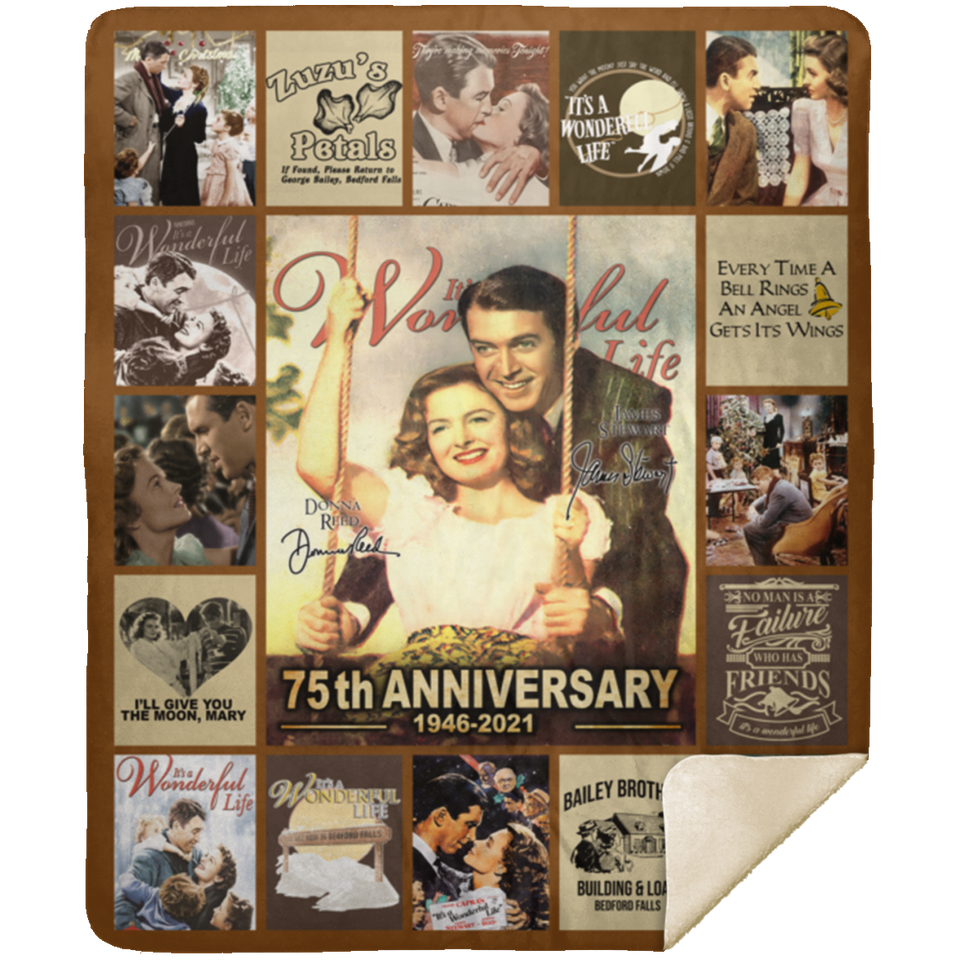 It’s a Wonderful Life 75th anniversary Fleece Blanket, Merry Christmas Quilt MSHM Premium Mink Sherpa Blanket 50x60