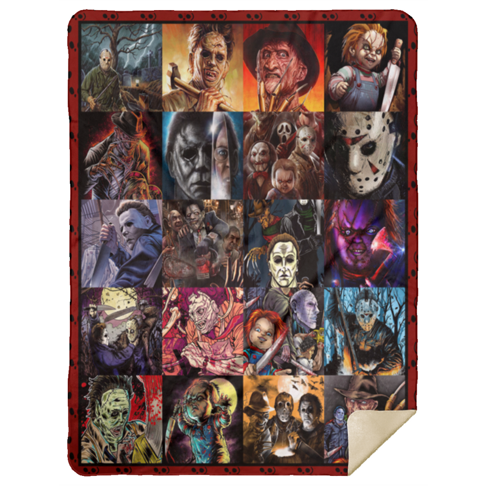 Horror Movies Blanket, Horror Characters Fleece, Sherpa Blanket for Halloween MSHL Premium Mink Sherpa Blanket 60x80