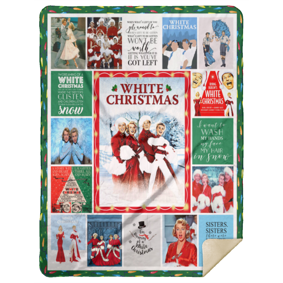 White Christmas Blanket Christmas Movie Quilt Christmas Holiday Fleece MSHL Premium Mink Sherpa Blanket 60x80