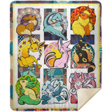 Eevee Evolution Fleece Sherpa Throw Blanket - MSHM Premium Mink Sherpa Blanket 50x60