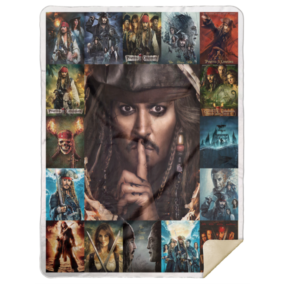 Pirates of the Caribbean Blanket, Johnny Depp Fleece, Sherpa Blanket MSHL Premium Mink Sherpa Blanket 60x80