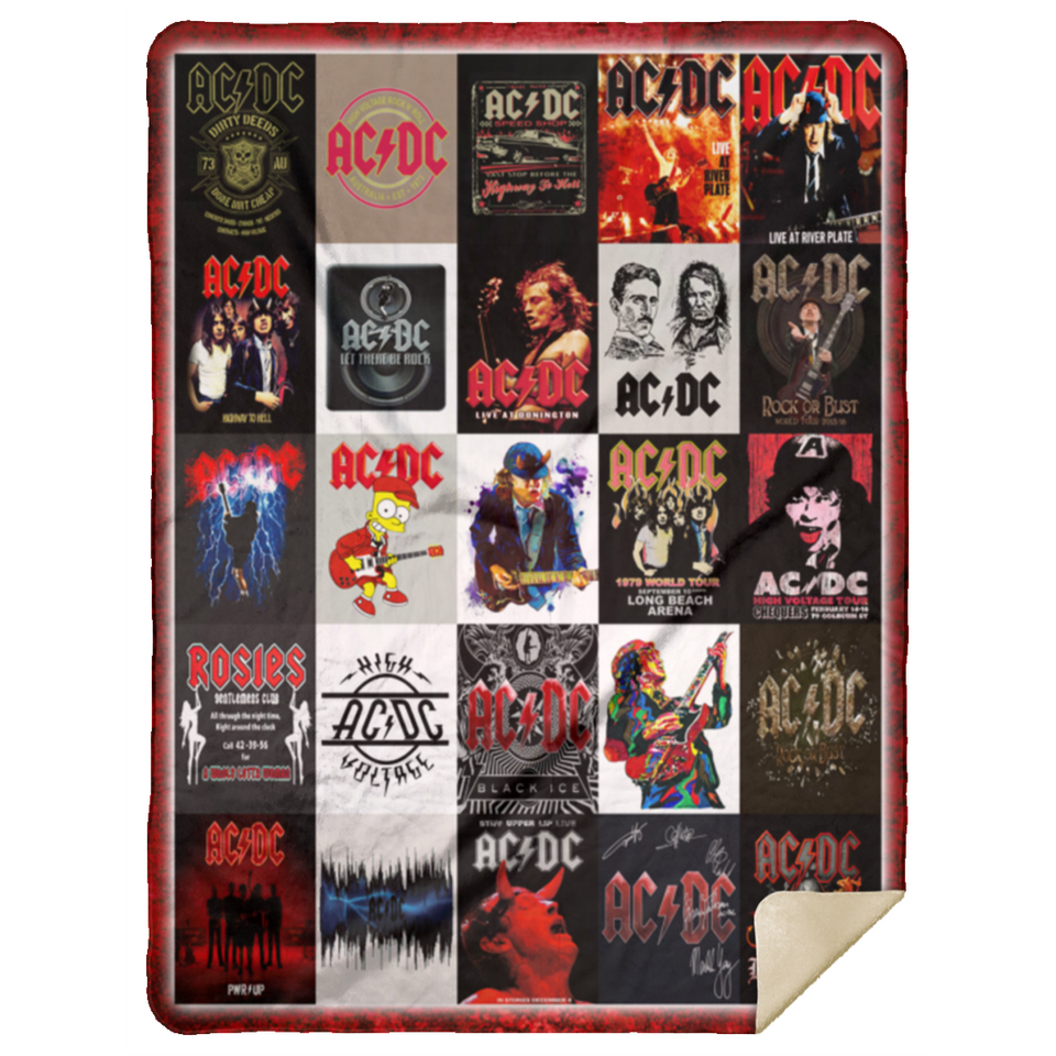 Ac/Dc Special Quilt Fleece Sherpa Throw Blanket for Bedroom Living Room Sofa - MSHL Premium Mink Sherpa Blanket 60x80