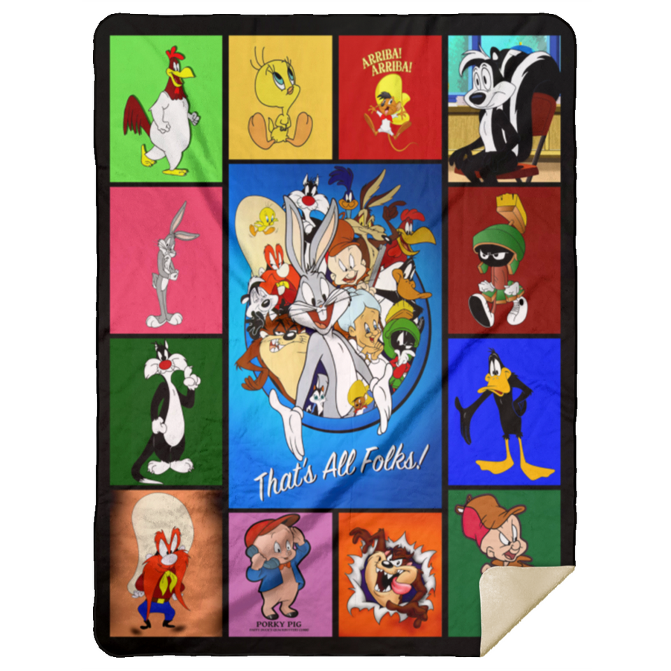 LOONEY TUNES Quilt Fleece Sherpa Throw Blanket for Bedroom Living Room Sofa - MSHL Premium Mink Sherpa Blanket 60x80