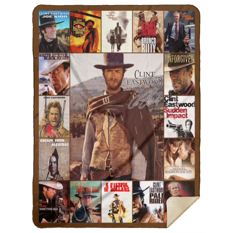 Clint Eastwood Blanket, Cowboy Movies Fleece, Sherpa Blanket MSHL Premium Mink Sherpa Blanket 60x80