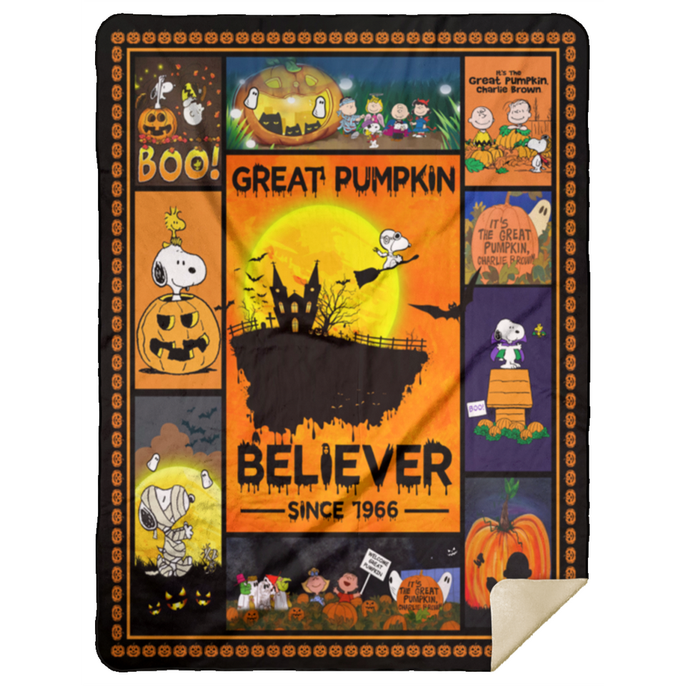 Great Pumpkin Snoopy Blanket, Snoopy Fleece Blanket, Halloween Sherpa Blanket - MSHL Premium Mink Sherpa Blanket 60x80