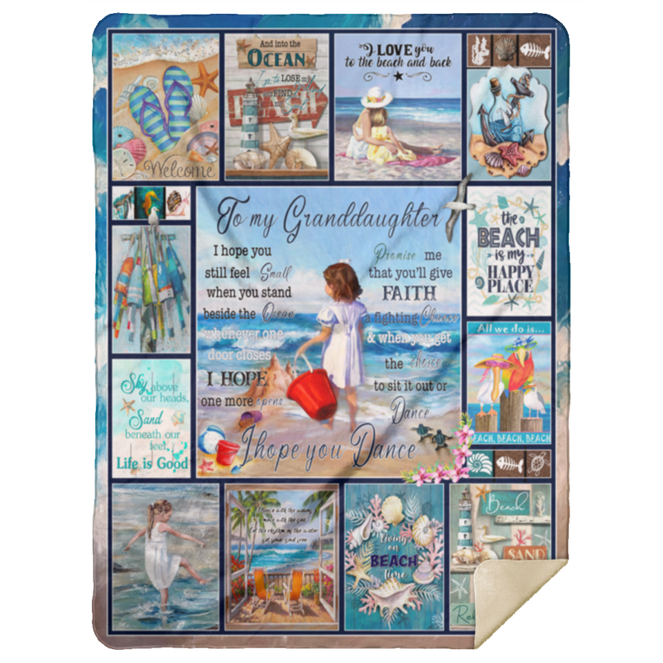 Little Girl at Beach Painting  MSHL Premium Mink Sherpa Blanket 60x80