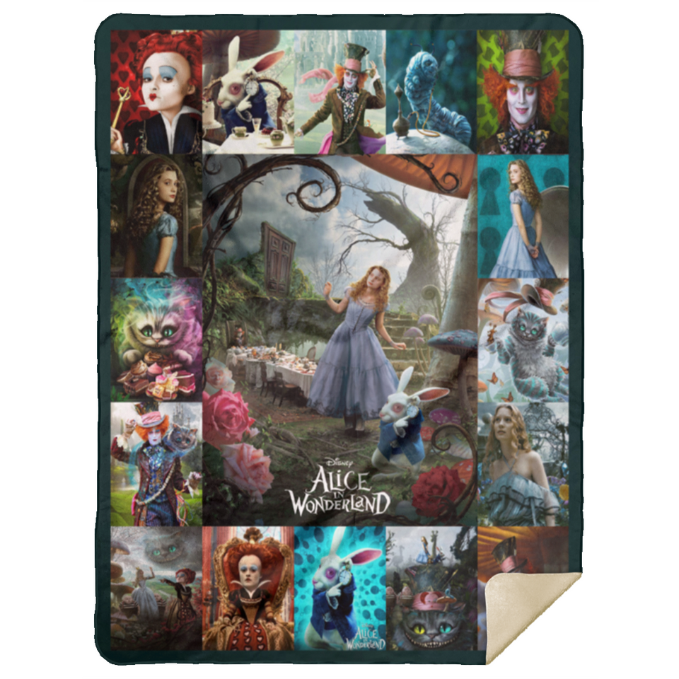 Alice In Wonderland Blanket, Alice In Wonderland Fleece, Sherpa Blanket MSHL Premium Mink Sherpa Blanket 60x80