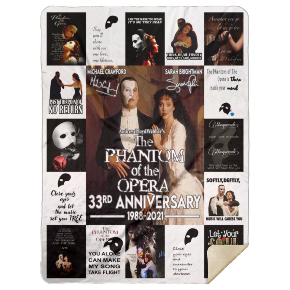 The Phantom Of The Opera Blanket 33rd Annisary Quilt Broadway Musical Fleece MSHL Premium Mink Sherpa Blanket 60x80