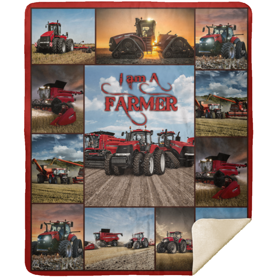 Case IH Tractor Collection Blanket, I Am A Farmer Quilt, Fleece ,Sherpa Blanket MSHM Premium Mink Sherpa Blanket 50x60