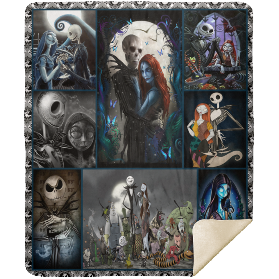 Nightmare Before Christmas Fleece, Sherpa Blanket, Jack Skellington Blanket MSHM Premium Mink Sherpa Blanket 50x60