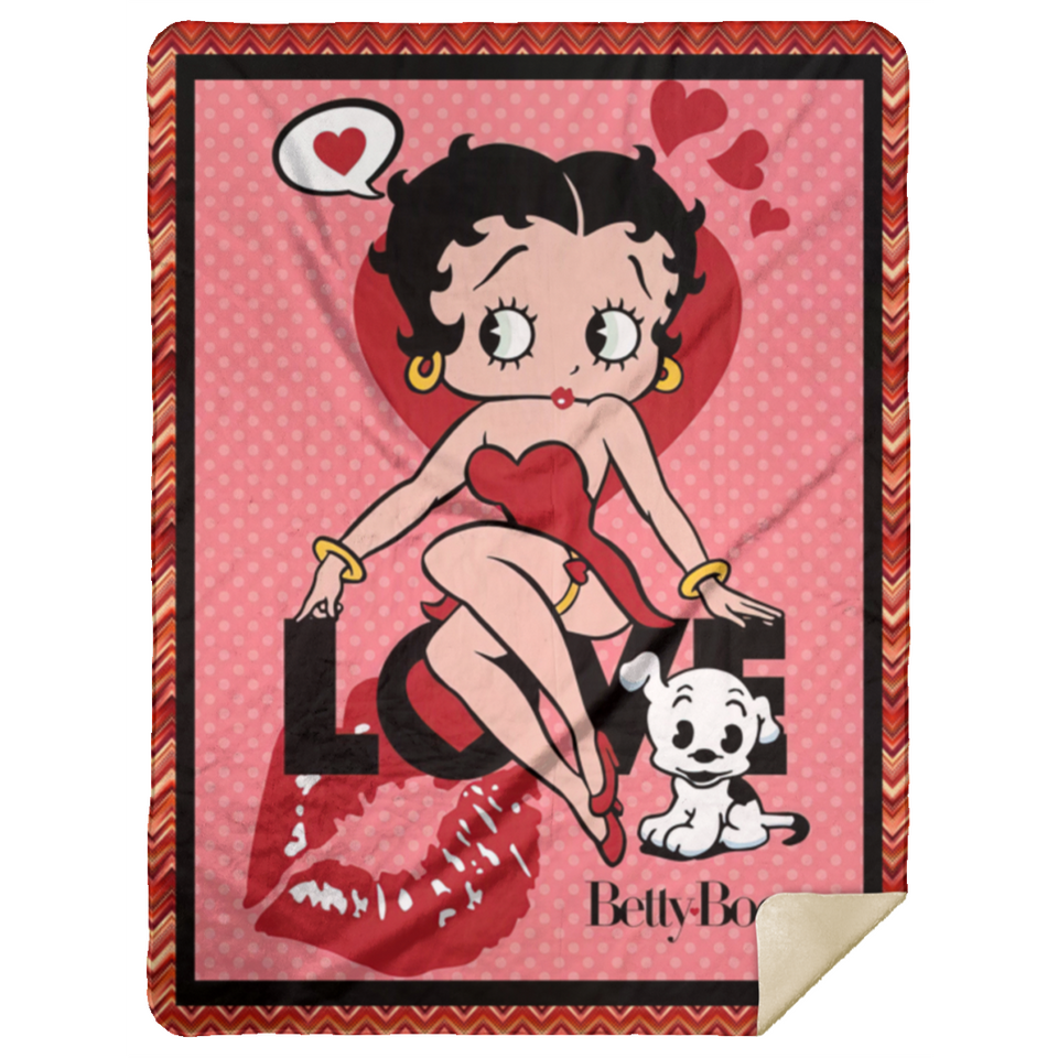 Betty Boop Blanket Betty Boop Lipstick Quilt Fleece Sherpa Throw Blanket - MSHL Premium Mink Sherpa Blanket 60x80