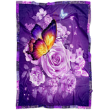 Butterfly And Purple Flower Blanket