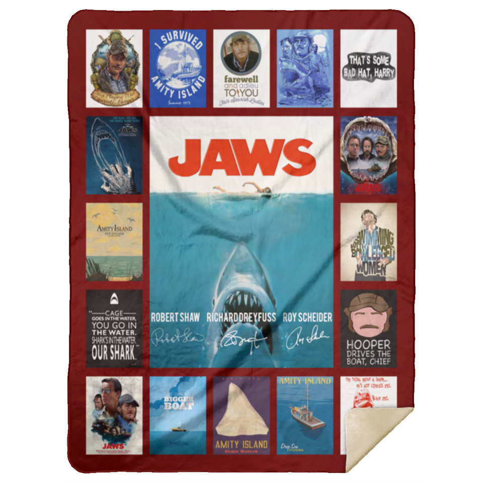 JAWS Quilt Fleece Sherpa Throw Blanket for Bedroom Living Room Sofa - MSHL Premium Mink Sherpa Blanket 60x80