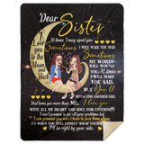 to My Sister Love You Moon and Back Birthday Fleece Sherpa Blanket Bed Throw - MSHL Premium Mink Sherpa Blanket 60x80