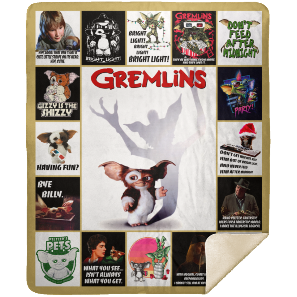 Gremlins Blanket Gremlins Christmas Movie Quilt Fleece Blanket MSHM Premium Mink Sherpa Blanket 50x60