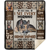 German Shepherd Quilt Fleece Sherpa Throw Blanket for Bedroom Sofa - MSHM Premium Mink Sherpa Blanket 50x60