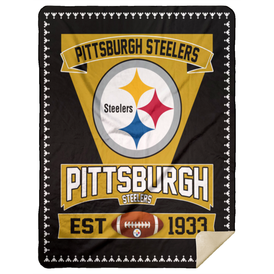 Pittsburgh Steelers 04 3D Quilt Blanket Fleece Sherpa Throw Blanket Quilt - MSHL Premium Mink Sherpa Blanket 60x80