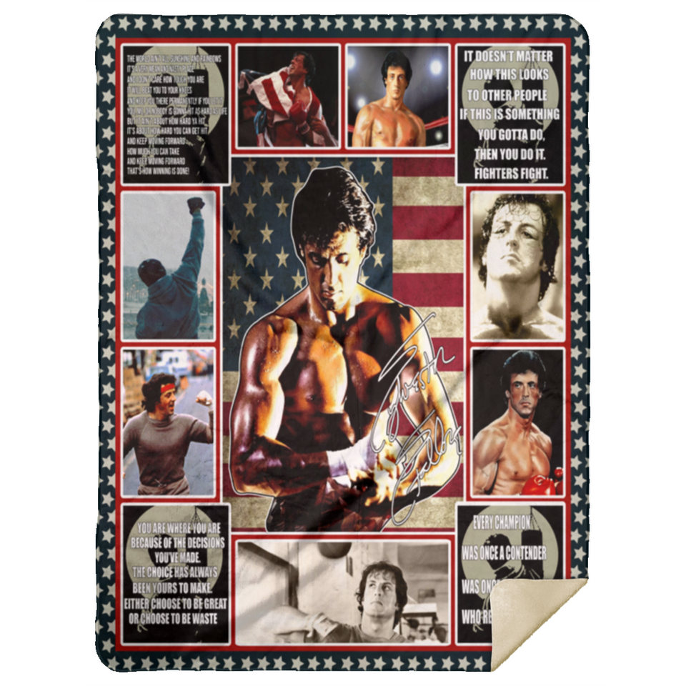 Rocky Balboa Quotes Blanket, Rocky Balboa Movie Fleece, Sherpa Blanket - MSHL Premium Mink Sherpa Blanket 60x80