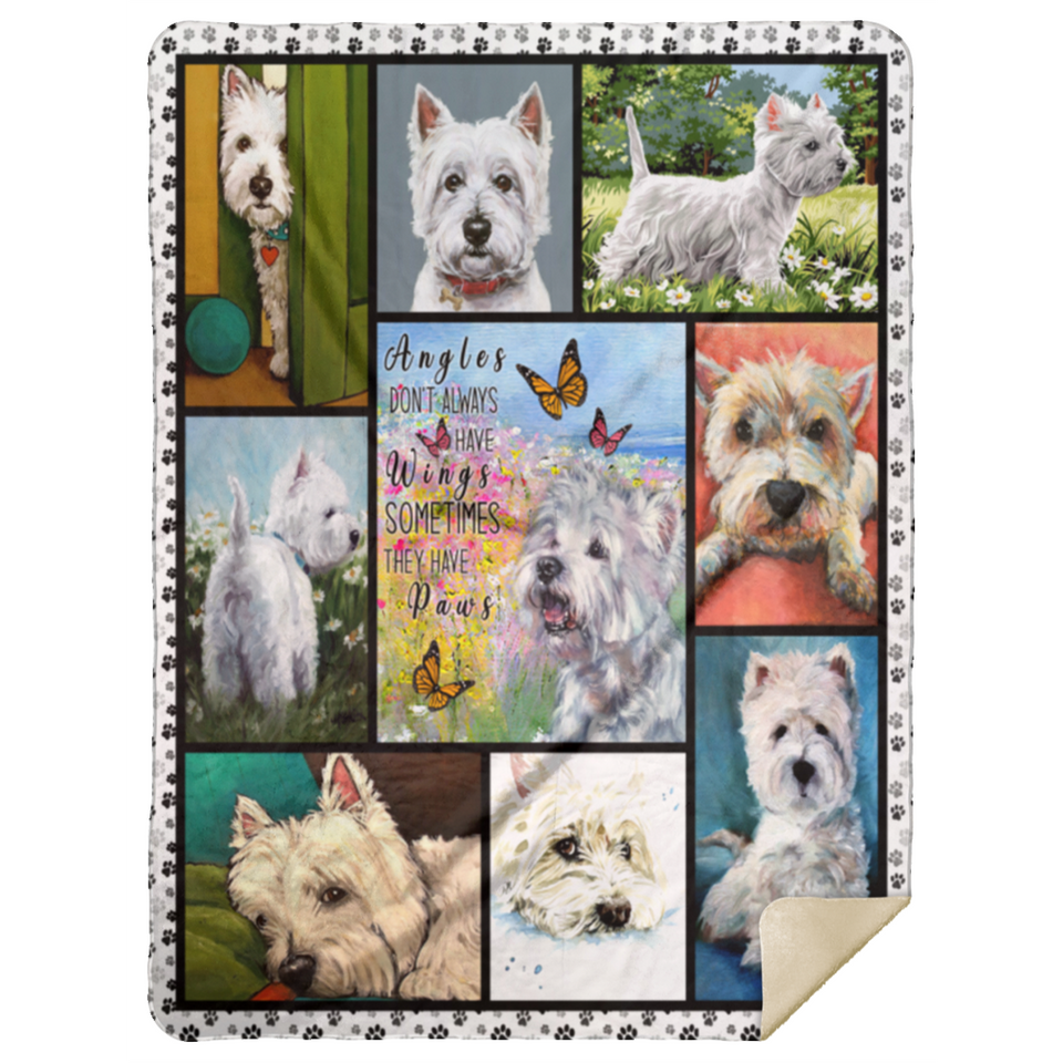Westie Blanket, Westie Lover Fleece, Sherpa Blanket, West Highland White Terrier - MSHL Premium Mink Sherpa Blanket 60x80