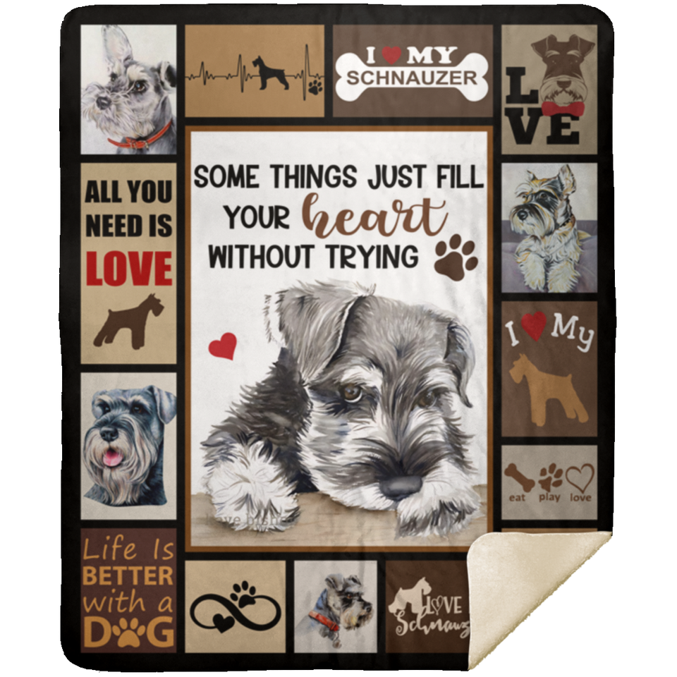 Schnauzer Dog Blanket, Schnauzer Dog Fleece, Sherpa Blanket MSHM Premium Mink Sherpa Blanket 50x60