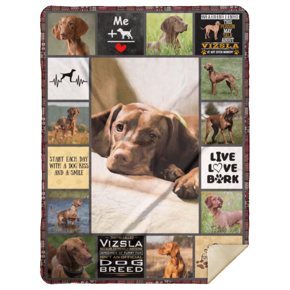 Vizsla Love Each Day Blanket, Vizsla Love Each Day Quilt, Fleece Sherpa Blanket MSHL Premium Mink Sherpa Blanket 60x80