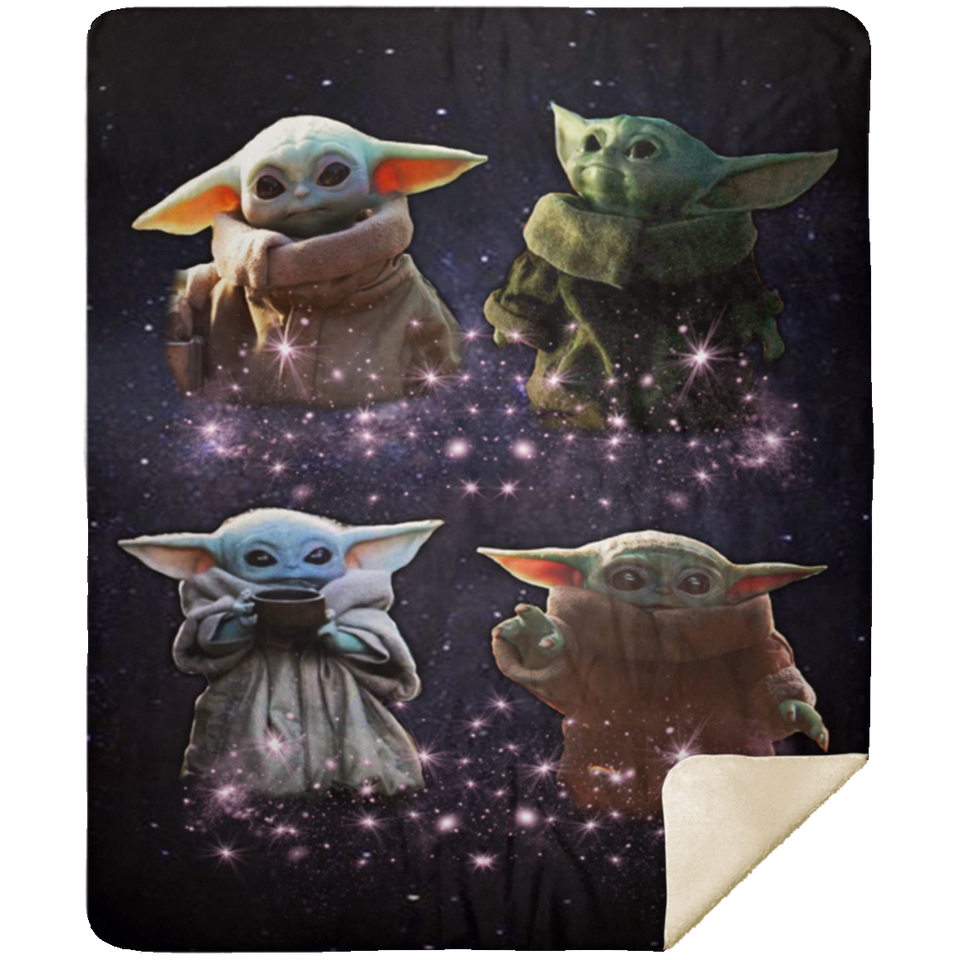 Baby Yoda Blanket, Star Wars Blanket - Cozy Plush Fleece, Sherpa Blanket (White) - MSHM Premium Mink Sherpa Blanket 50x60
