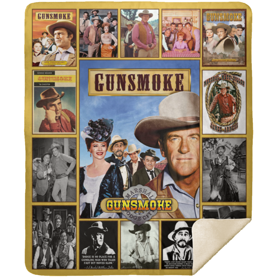 Gunsmoke Blanket, Gunsmoke TV Series Fleece, Sherpa Blanket MSHM Premium Mink Sherpa Blanket 50x60