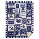 Penn State Nittany Lions Quilt Fleece Sherpa Throw Blanket Quilt - MSHL Premium Mink Sherpa Blanket 60x80