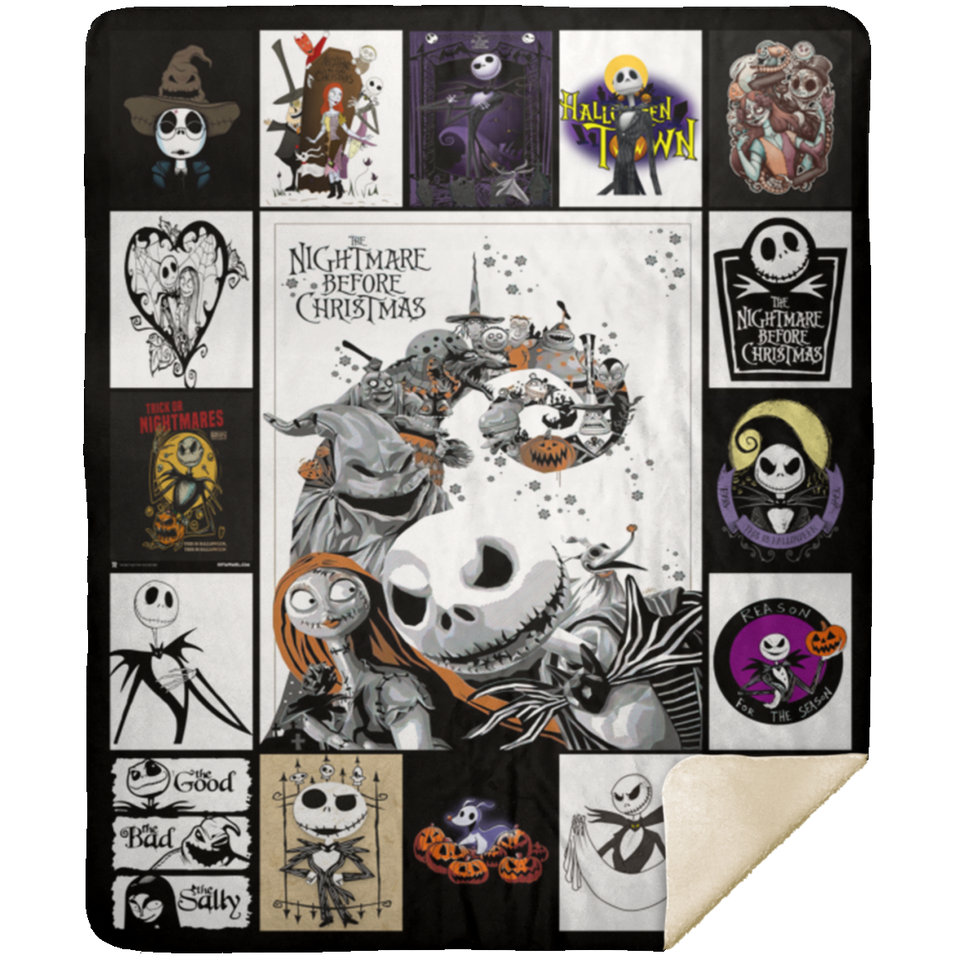 The Nightmare Before Christmas Blanket, Halloween Fleece, Sherpa Blanket MSHM Premium Mink Sherpa Blanket 50x60