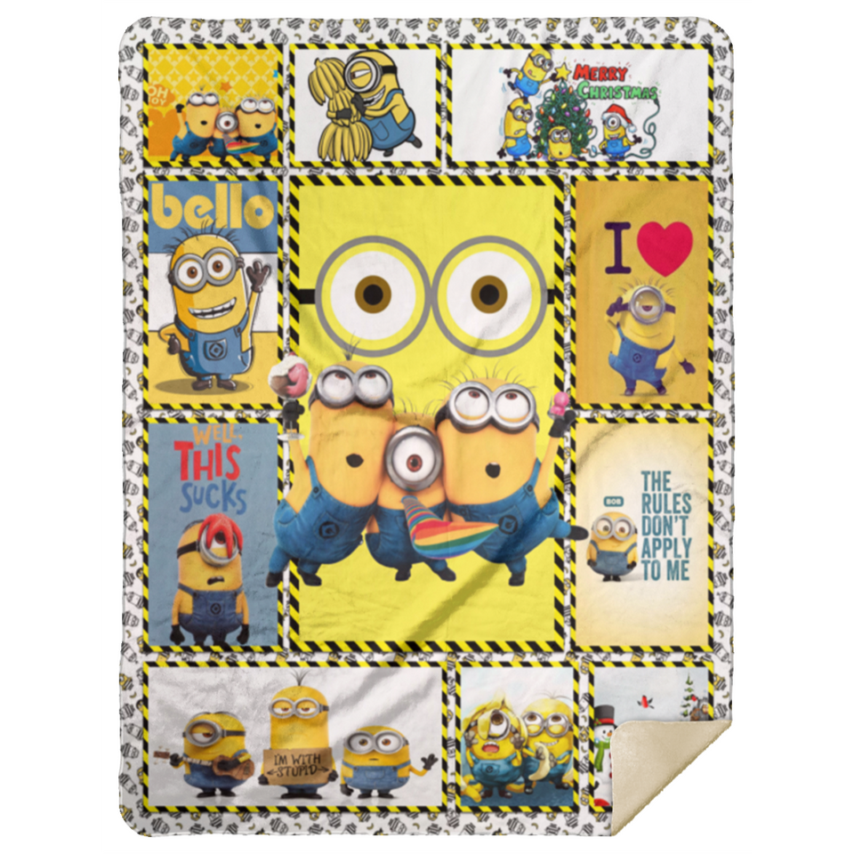 Minions Blanket, Limited Edition Minions Fleece, Sherpa Blanket MSHL Premium Mink Sherpa Blanket 60x80