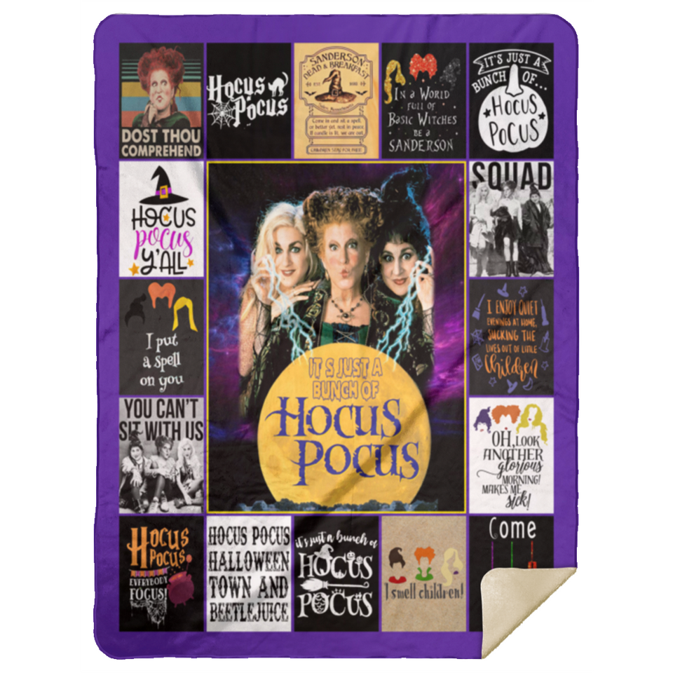 Hocus Pocus Blanket Halloween Quilt Fleece Sherpa Throw Blanket Witch Squad - MSHL Premium Mink Sherpa Blanket 60x80