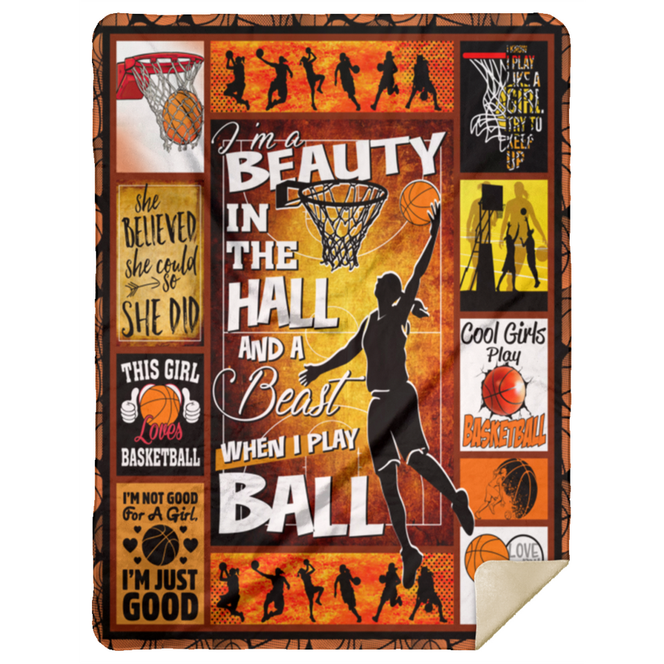 Girl Loves Basketball Blanket, Quilt, Fleece, Sherpa Blanket MSHL Premium Mink Sherpa Blanket 60x80