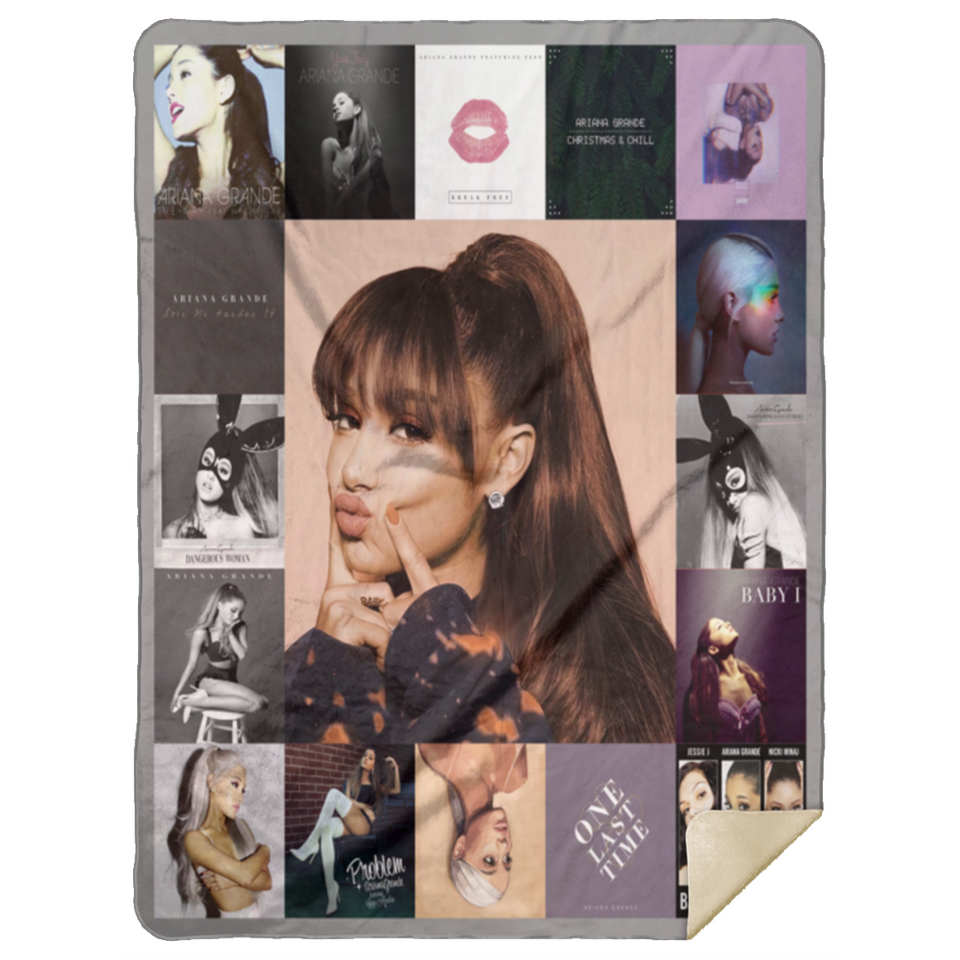 Ariana Grande Quilt Blanket Fleece Sherpa Throw Blanket - MSHL Premium Mink Sherpa Blanket 60x80