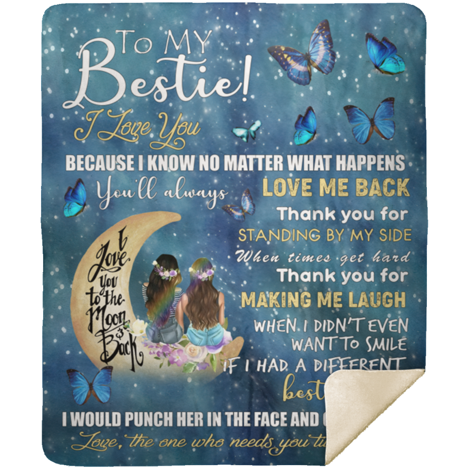 to My Bestie Blanket, Bestie Friendship Fleece, Sherpa Blanket MSHM Premium Mink Sherpa Blanket 50x60
