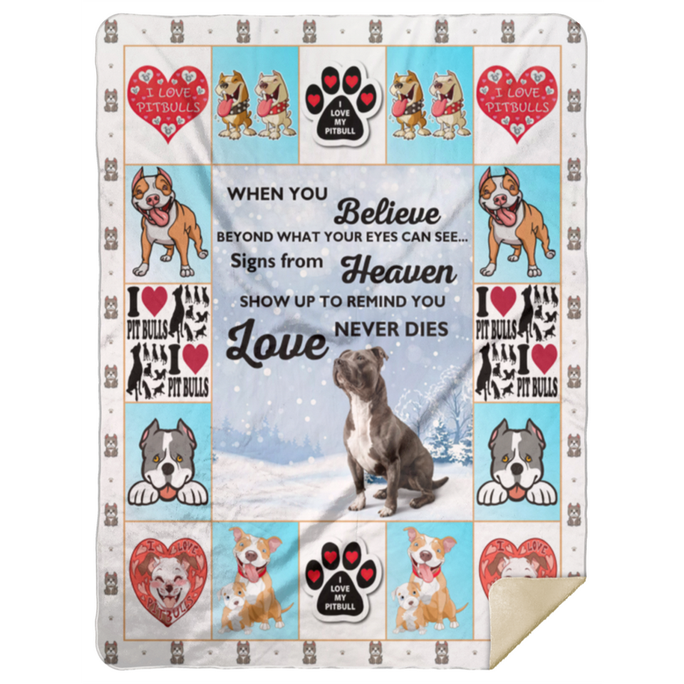I Love My Pitbull Blanket, Gift For Dogs Lovers Fleece, Sherpa Blanket MSHL Premium Mink Sherpa Blanket 60x80