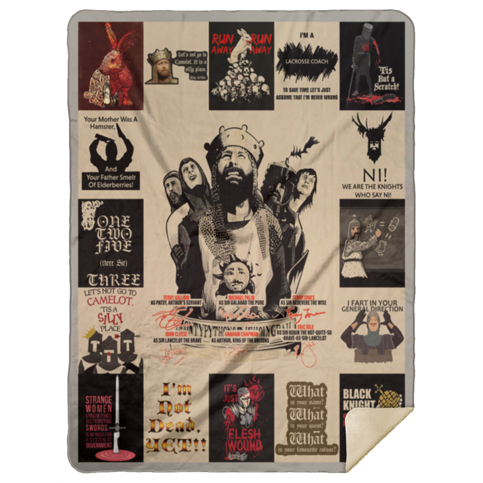 Monty Python And The Holy Grail Blanket, Funny Movie Fleece, Sherpa Blanket MSHL Premium Mink Sherpa Blanket 60x80
