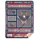 Eagle Scout 3D Quilt Blanket Fleece Sherpa Throw Blanket Bedroom Sofa - MSHL Premium Mink Sherpa Blanket 60x80