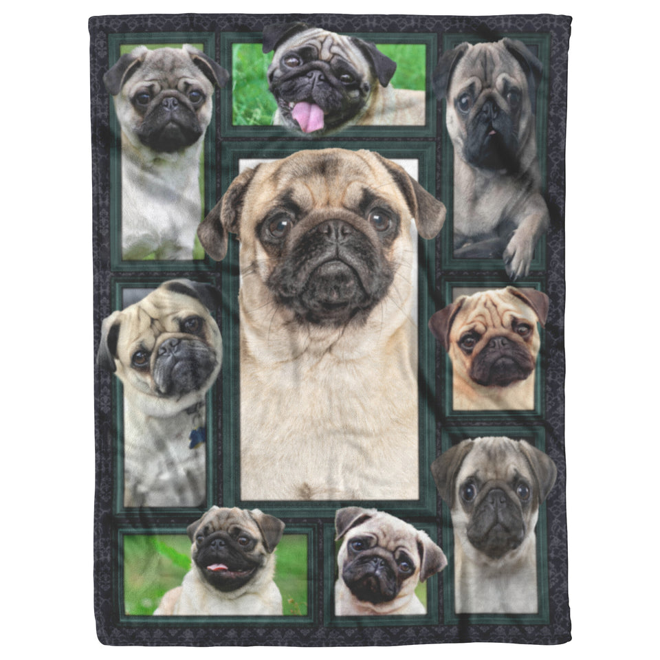 3D Pug Dog Blanket