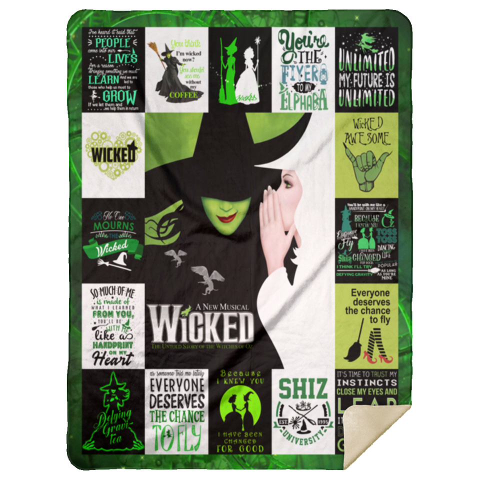 Wicked Blanket, Wicked Quotes Musical Quilt, Fleece, Sherpa Blanket - MSHL Premium Mink Sherpa Blanket 60x80