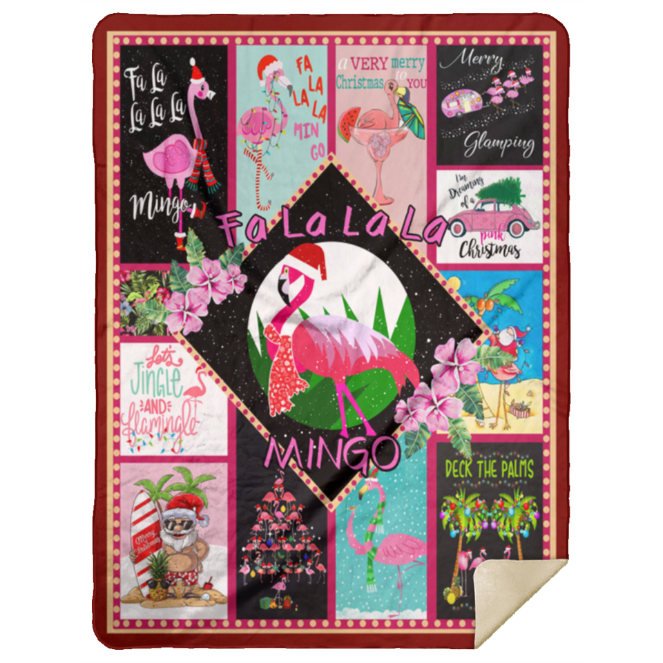 A Very Pink Christmas Blanket Pink Flamingo Quilt Fleece Sherpa Throw Blanket - MSHL Premium Mink Sherpa Blanket 60x80