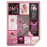 Breast Cancer Awareness Blanket Quilt Fleece Sherpa Throw Blanket Soft and Warm - MSHL Premium Mink Sherpa Blanket 60x80