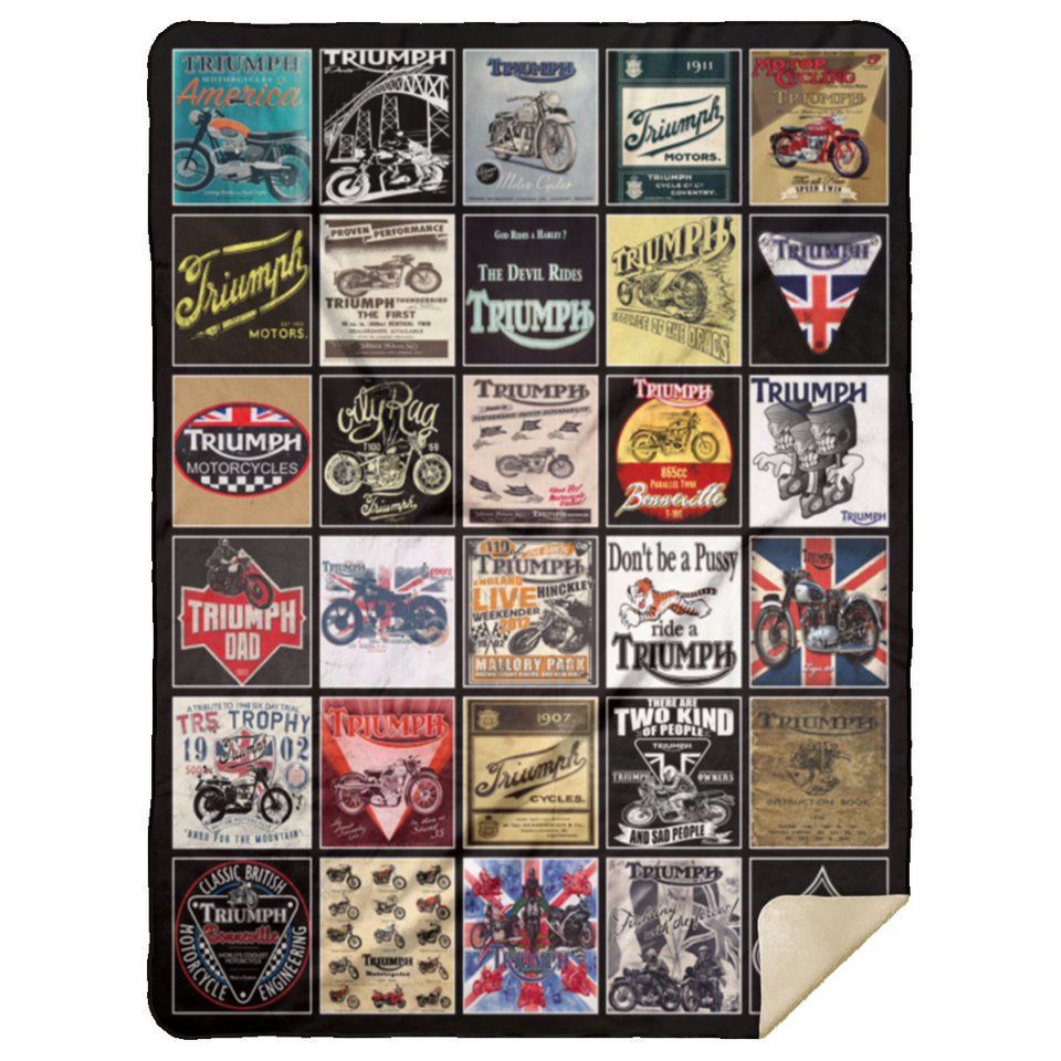 Triumph Motorcycles Blanket Triumph For Fans Quilt Fleece Sherpa Blanket - MSHL Premium Mink Sherpa Blanket 60x80