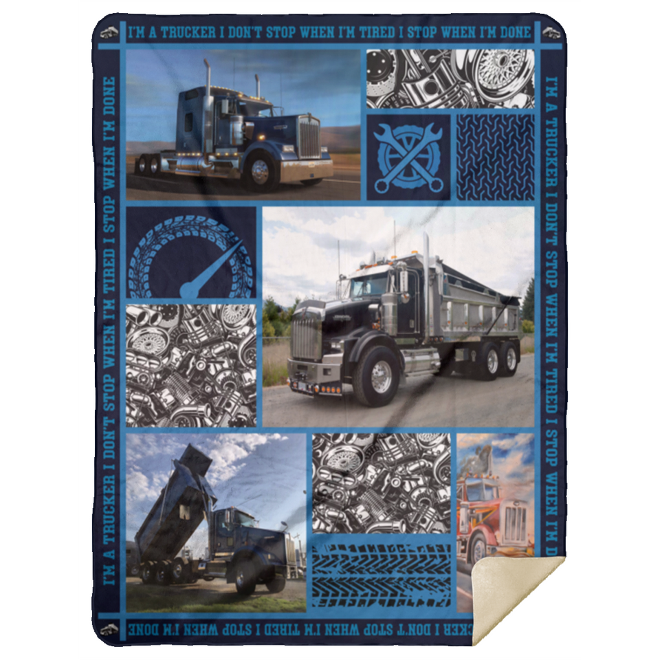 Dump Truck Blanket, Kenworth Dump Truck Fleece, Sherpa Blanket - MSHL Premium Mink Sherpa Blanket 60x80