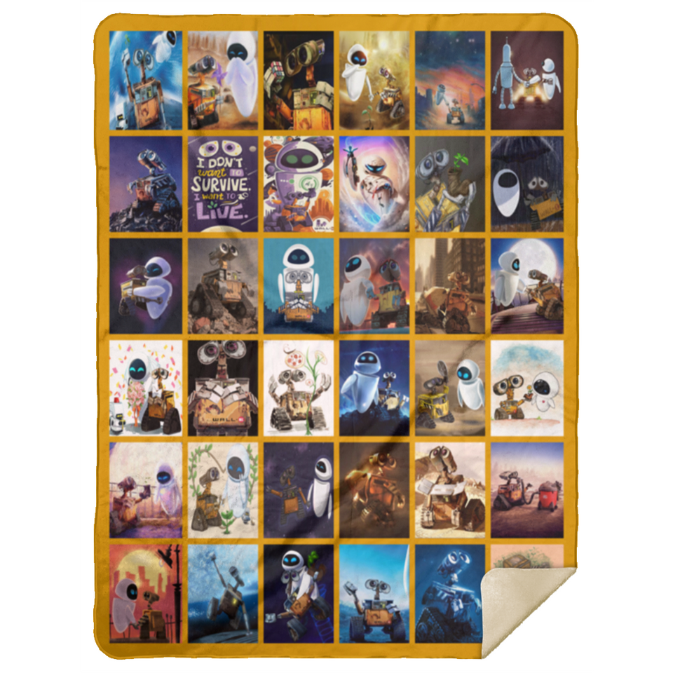 Wall-E Blanket WALL-E Robot Quilt Fleece Sherpa Throw Blanket - MSHL Premium Mink Sherpa Blanket 60x80